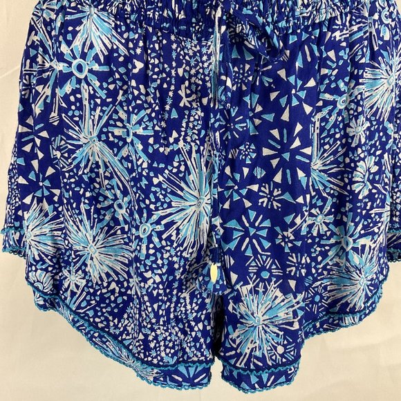 Poupette St. Barth Romper XS Blue White Firework Print Sleeveless Ruffle New NWT - Picture 7 of 13